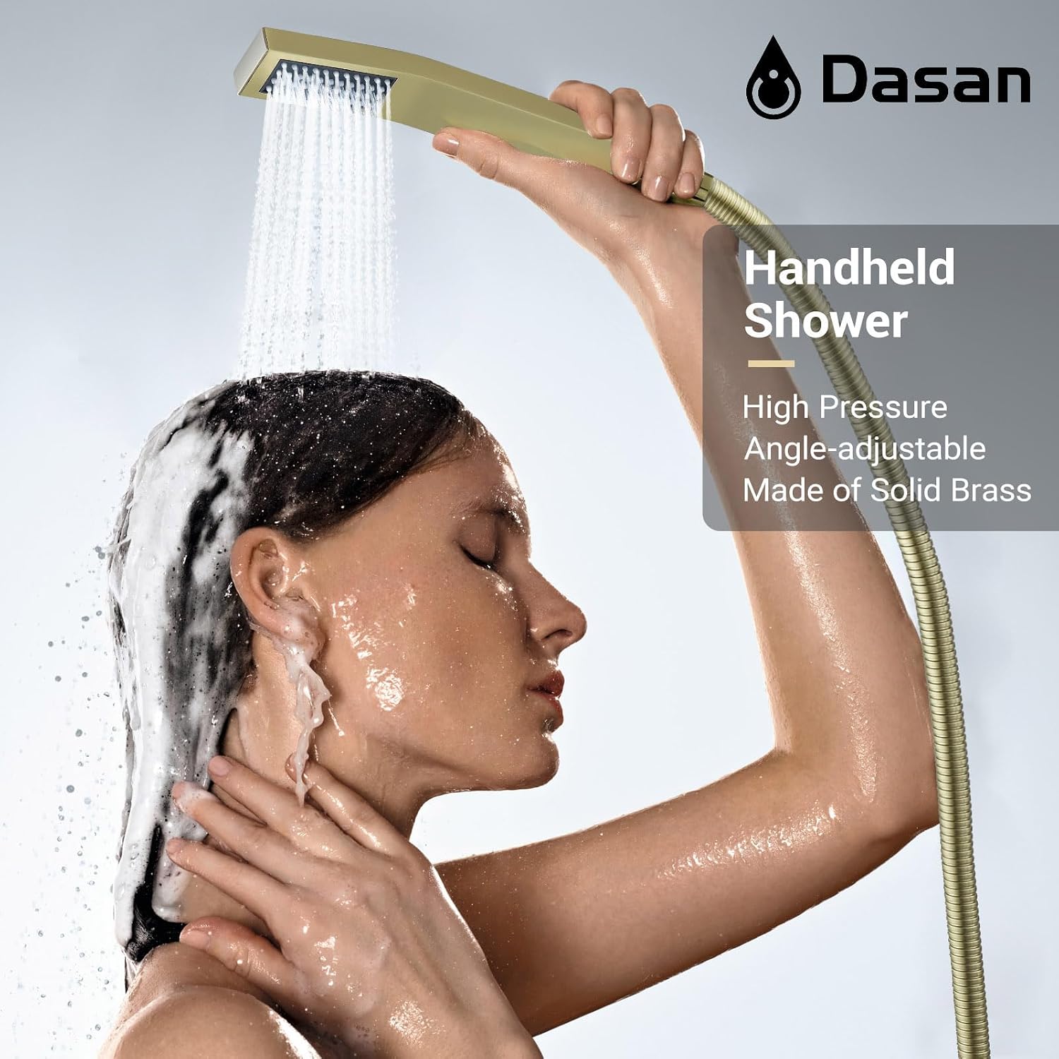 Brushed Gold Shower System with 4 PCS Shower Body Spray Jets & 12'' Ceiling Shower Head & Handheld Spray, DASAN Full Body Shower Faucet System with Jets Rainfall Shower Combo Set, SA-SS03BBG-S12C