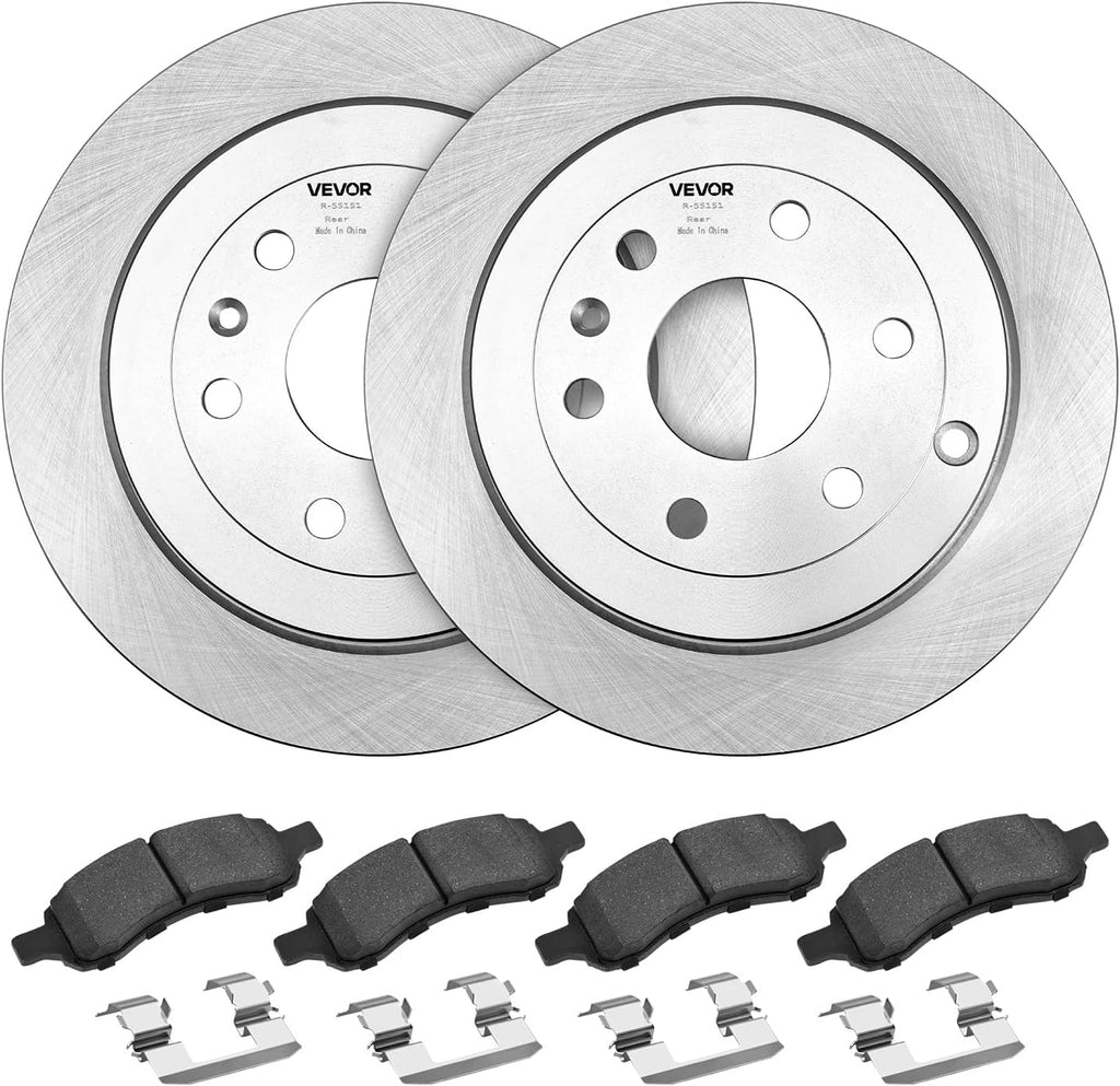 VEVOR Front & Rear Brake Kit Compatible with 2008-2017 Buick Enclave, 2009-2017 Chevrolet Traverse/2007-2010 Saturn Outlook, 2007-2016 GMC Acadia/2017 GMC Acadia Limited, Hollow Brake Rotors Pads Kit