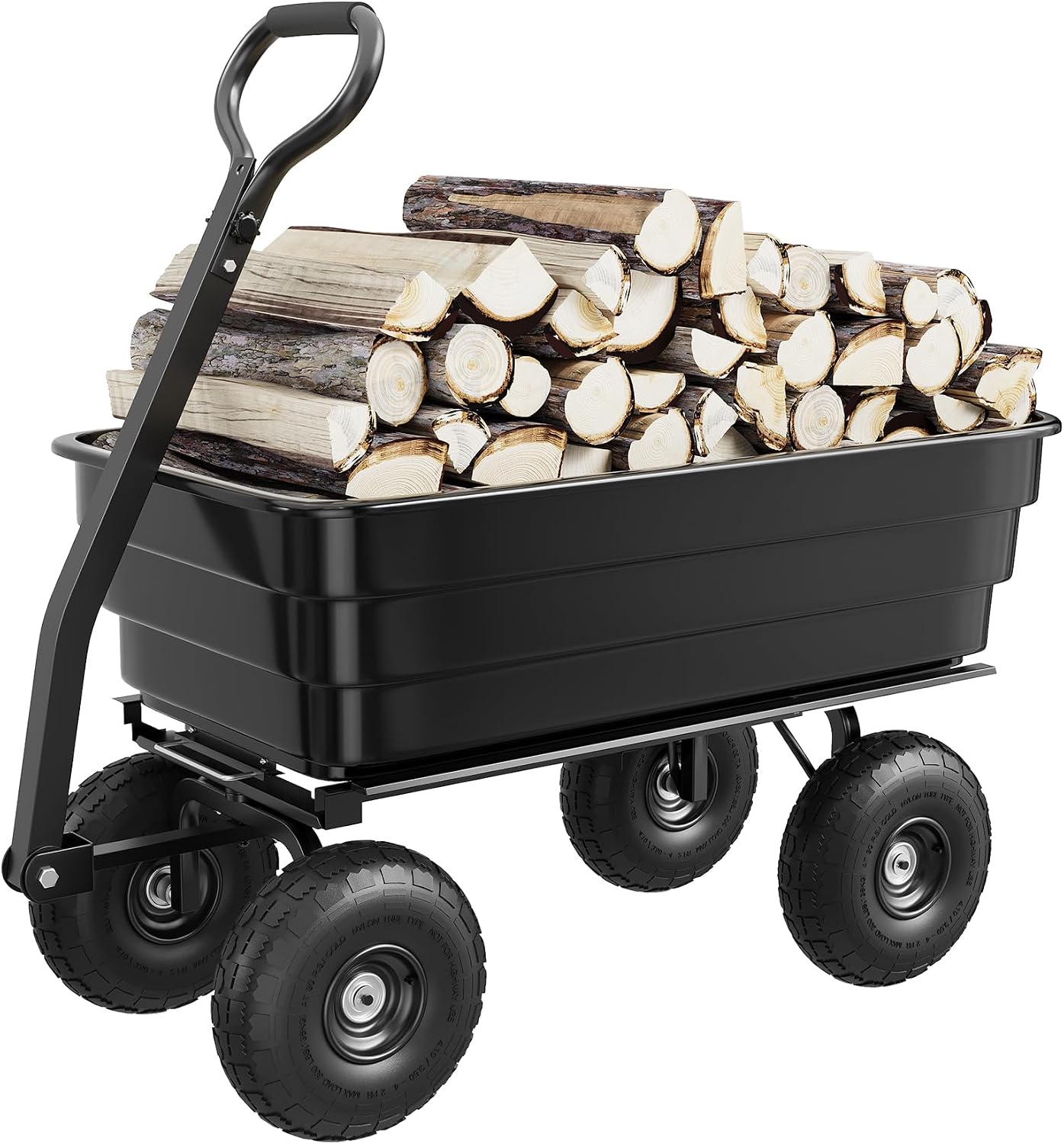 GarveeLife Poly Dump Cart - Heavy Duty 1200lbs Garden Cart with Quick-Release Dumping 13' Tires, Utility Wagon for Yard Work, Landscaping, Gardening