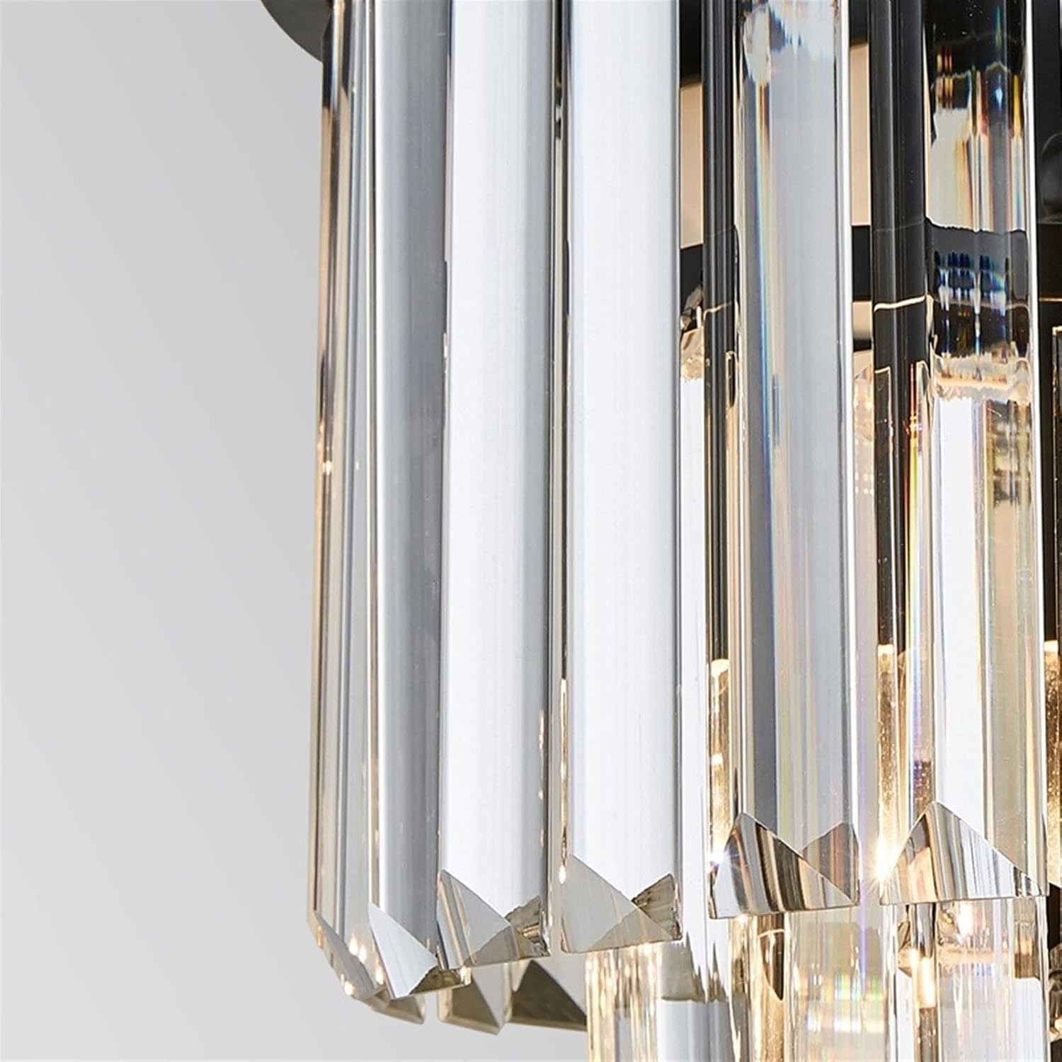 MUTTER European Wall Light American Modern Crystal Glass Wall Lamp - Home Bedroom Bathroom Wall Light Black Wrought Iron Metal Wall Sconce Luxury Living Room Wall Light E14,for Kitchens