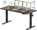 FLEXISPOT EN1 One-Piece Standing Desk, Electric Adjustable with 4 Memory Presets, 176 LBS Capacity, Stable & Quiet, Seamless Desktop for Home Office & Dual Monitors, 60'x24' Black Walnut