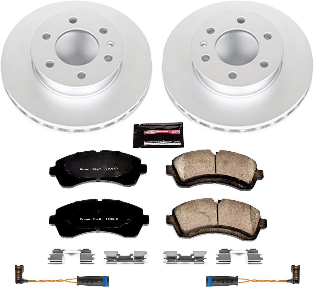 PowerStop Front Brake Kit for Dodge Sprinter 3500 2007-09 |Freightliner Sprinter 1500 2019-20 - Fully-Coated Disc Rotors with Z23 Carbon-Fiber Ceramic Brake Pads Upgrade, CRK6234