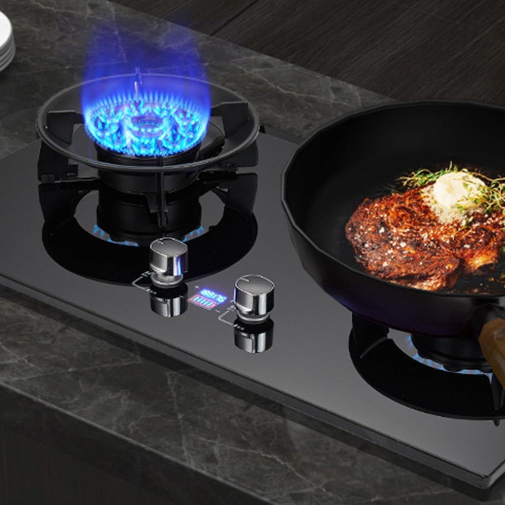 NIKKHO Gas Stove,NG/LPG Convertible,Tempered Glass 2 Burners Gas Stoves Cooktop with Thermocouple Protection Gas Cooktop,Suitable for Apartments,Indoor (Color : NG), 54768