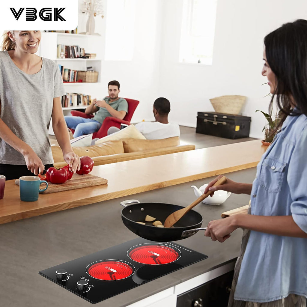 VBGK Single and Double Electric Cooktop, 110V Electric Stove Top with 9 Power Levels, Kids Lock & Timer,LED Touch Control,Overheat Protection Electric Stove