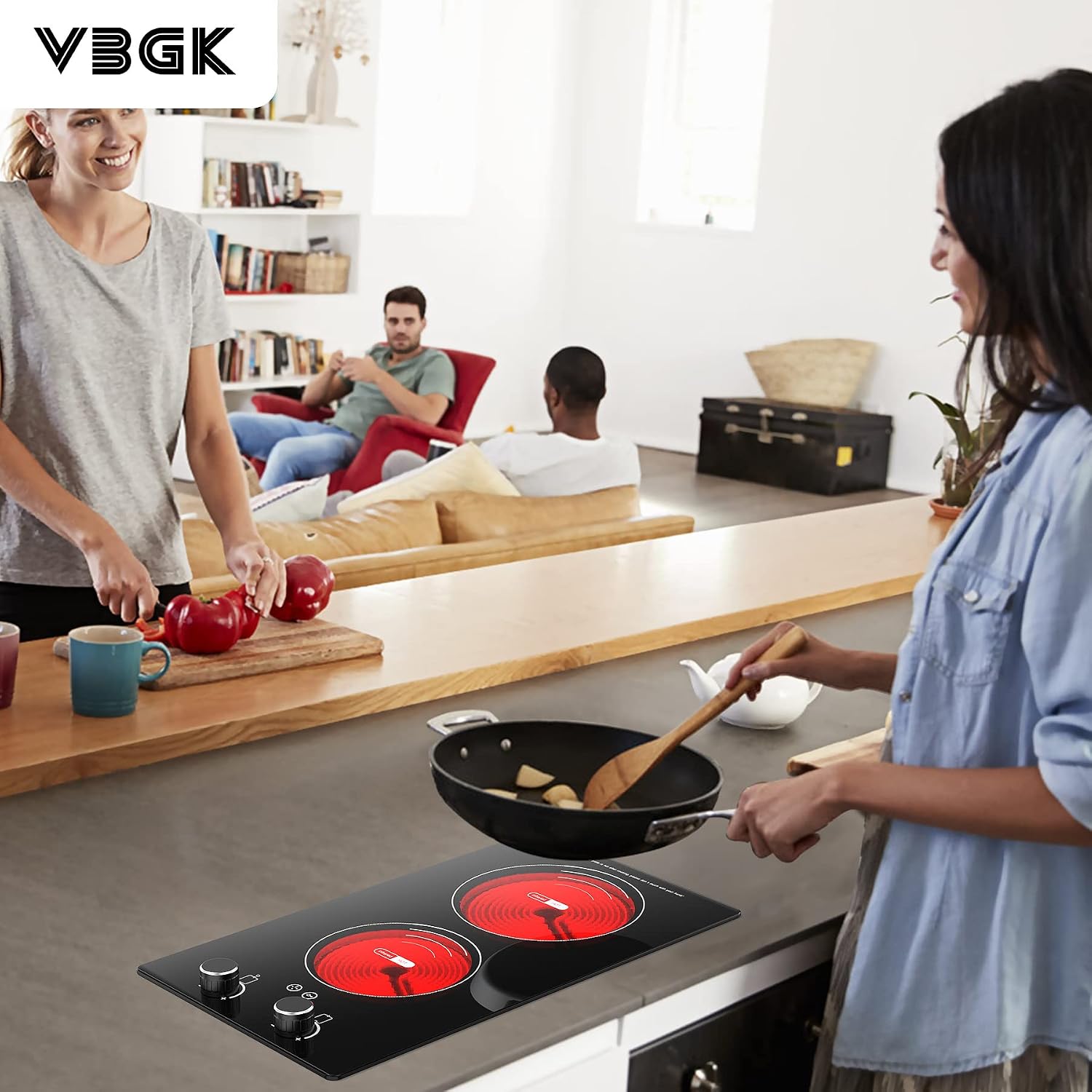 VBGK Single and Double Electric Cooktop, 110V Electric Stove Top with 9 Power Levels, Kids Lock & Timer,LED Touch Control,Overheat Protection Electric Stove