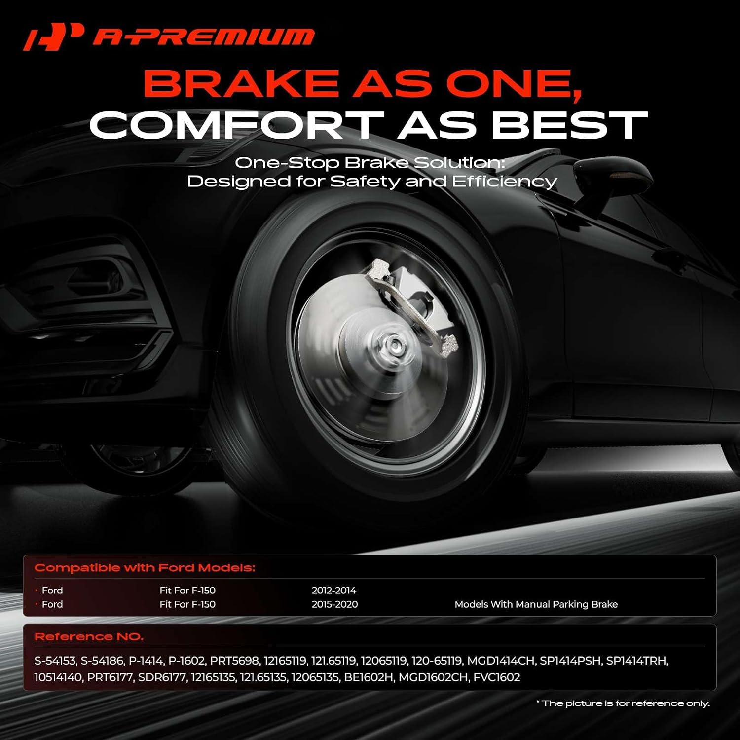 A-Premium Front & Rear Drilled and Slotted Disc Brake Rotors + Ceramic Pads Kit Compatible with Select Ford Models - For F-150 2012 2013 2014 2015 2016 2017 2018 2019 2020, 12-PC Set