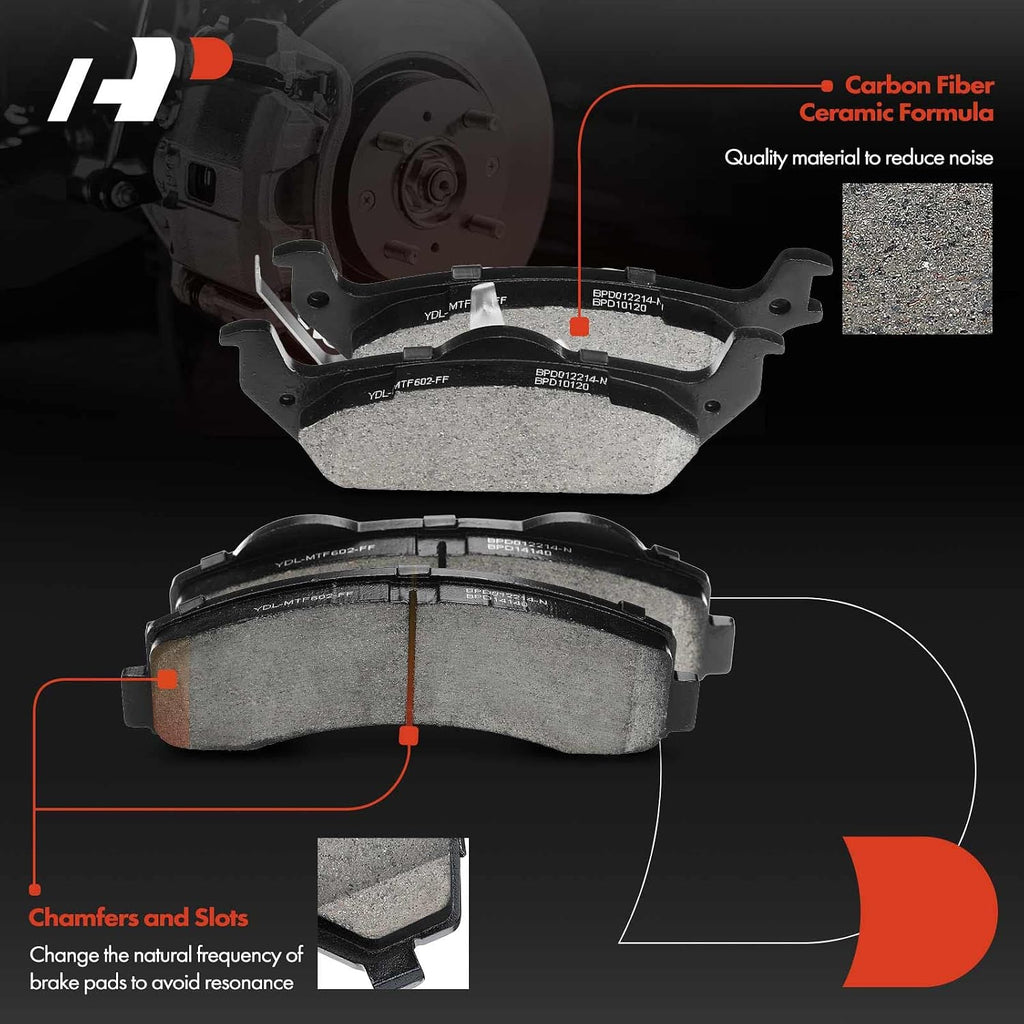 A-Premium Front and Rear Vented Disc Brake Rotors + Ceramic Pads Kit Compatible with Select Ford Models - For F-150 F150 2010-2011, 6 Lug Models Only, 12-PC Set