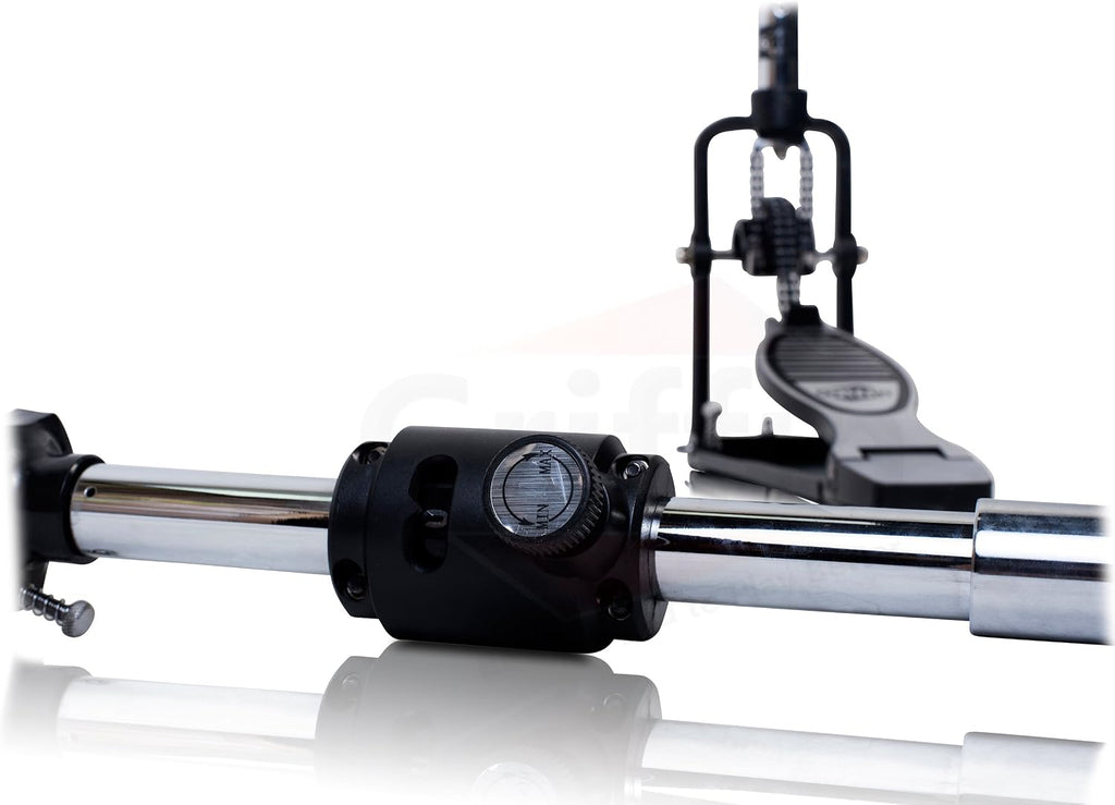Griffin Remote Hi-Hat Pedal (QuickAction X Series) with Auxiliary 6FT Cable – Heavy-Duty Drum Hardware Kit with Key, Cymbal Stand Holder Mount