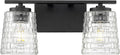 ML Lighting | Saben Collection | 22102-MB | Indoor 2 Light Vanity in Matte Black with Clear Woven Lattice Glass Shade | Elegant and Versatile Design for Any Bathroom