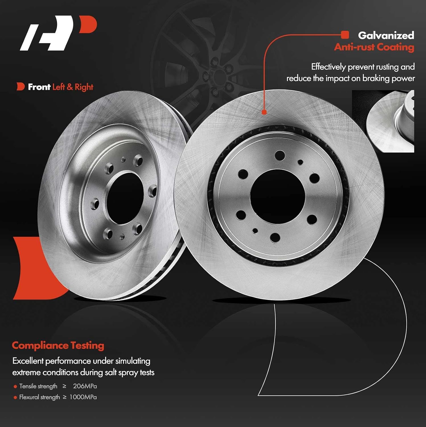 A-Premium Front and Rear Vented Disc Brake Rotors + Ceramic Pads Kit Compatible with Select Ford Models - For F-150 F150 2010-2011, 6 Lug Models Only, 12-PC Set