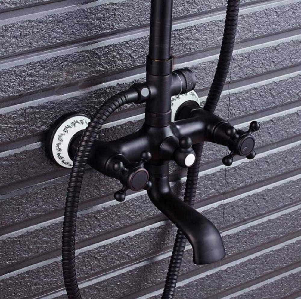 Shower Set Guhaibo Continental Vintage High-End Comfortable Bathroom Black Bronze Round Type Rubber Top Spray Handheld Top Spray Hot and Cold Dual Use Shower Set