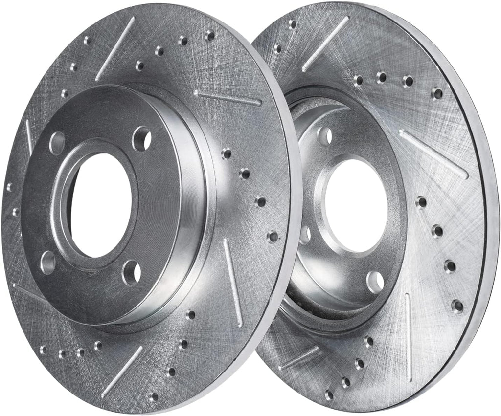 Detroit Axle - Brake Kit for 1999-2000 Honda Civic, Front and Rear Drilled & Slotted Disc Brake Rotors Ceramic Brake Pads w/Hardware Replacement : 10.32 inch Front Rotor