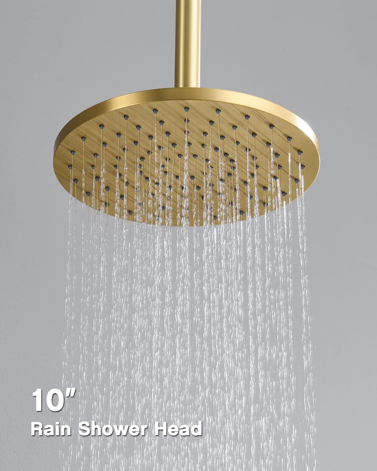Iriber Shower System with Handheld Spray, Bathroom Round Dual Shower Heads Faucet Set with Push Button Diverter, Brushed Gold Shower Mixer Valve Trim Kit (Valve Included)