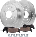 Detroit Axle - Rear Brake Kit for 2016-2021 Hyundai Tucson, 2017-2022 Sportage, 11.89' inch Drilled Slotted Disc Brake Rotors Ceramic Brakes Pads 2018 2019 2020 Replacement