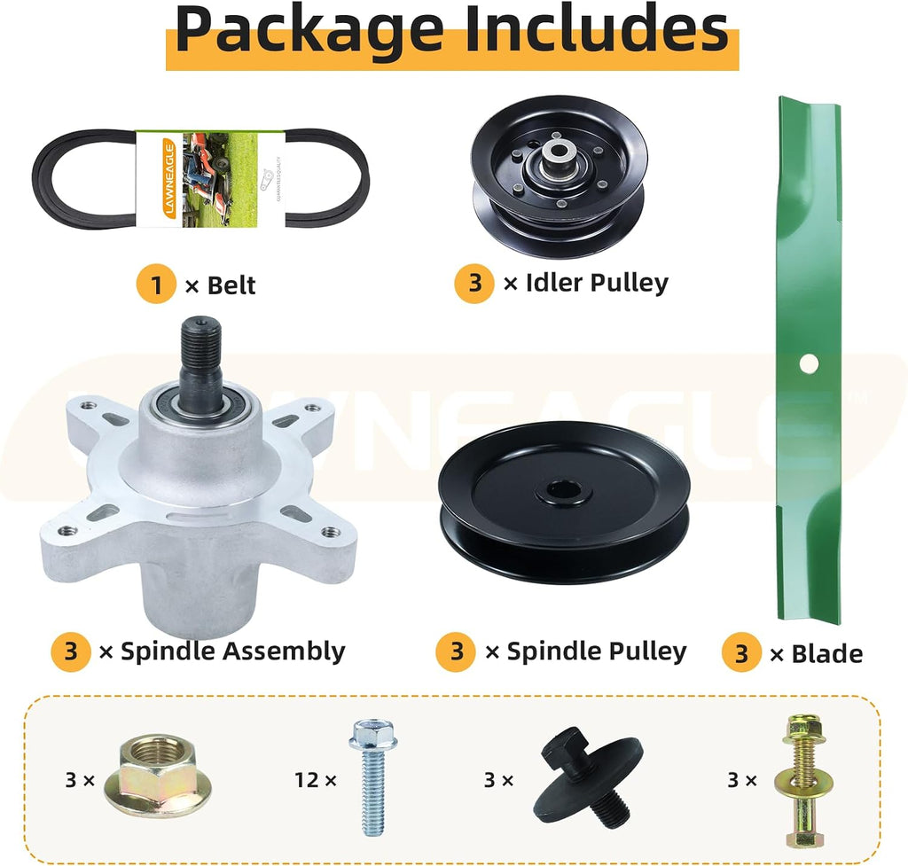 SS5000 Deck Rebuild Kit for Toro MX5060 MX5000 MX5050 SS5060 SW5000 MX5050 Mowers Includes Toro 139-3214 Spindle Assembly 125-5575 Pulley 115-5059-03 Blade 132-9420 Idler Pulley 1/2x142 Belt
