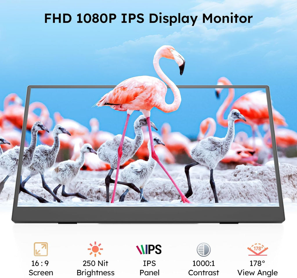 Dopesplay Portable Monitor, 15.6' FHD 1080P IPS Travel Monitor for Laptop, Foldable Magnetic Stand & Carry Case Included, USB-C Screen Extender for Laptop Mac PC Phone Xbox PS4/5 Switch
