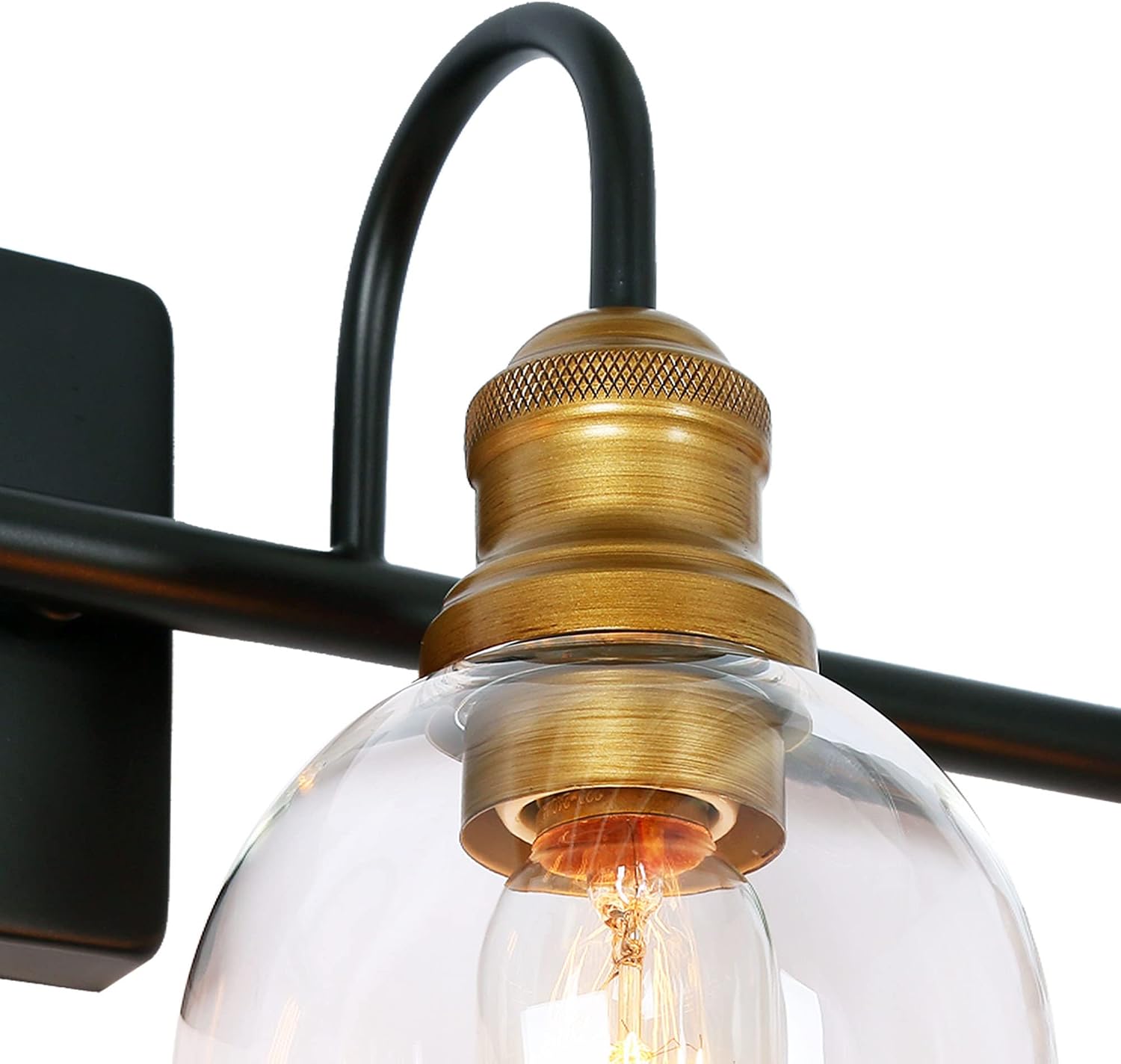 LALUZ Bathroom Vanity Light, 4-Light Black Bathroom Light Fixtures with Oil Rubbed Bronze Finish, Modern Farmhouse Vanity Lights with Clear Globe Glass Shade (L 29.5' x W 7' x H 9')