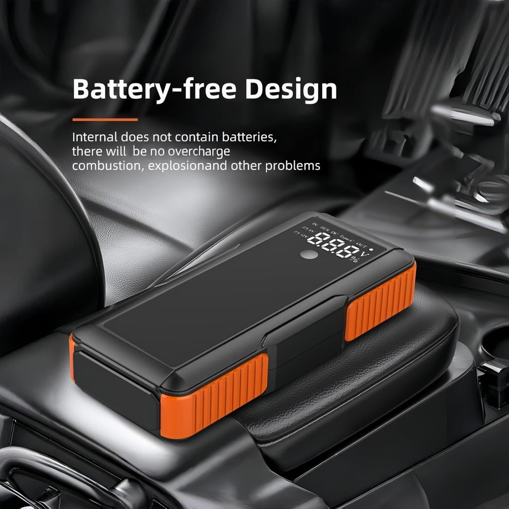 12V Super Capacitor Jump Starter, Batteryless Portable Jump Box, Jumper Cables for for 6.0 Gas & 4.0 Diesel Cars, No Pre-Charge with Built-in Supercapacitor, Portable Emergency Auto Starter