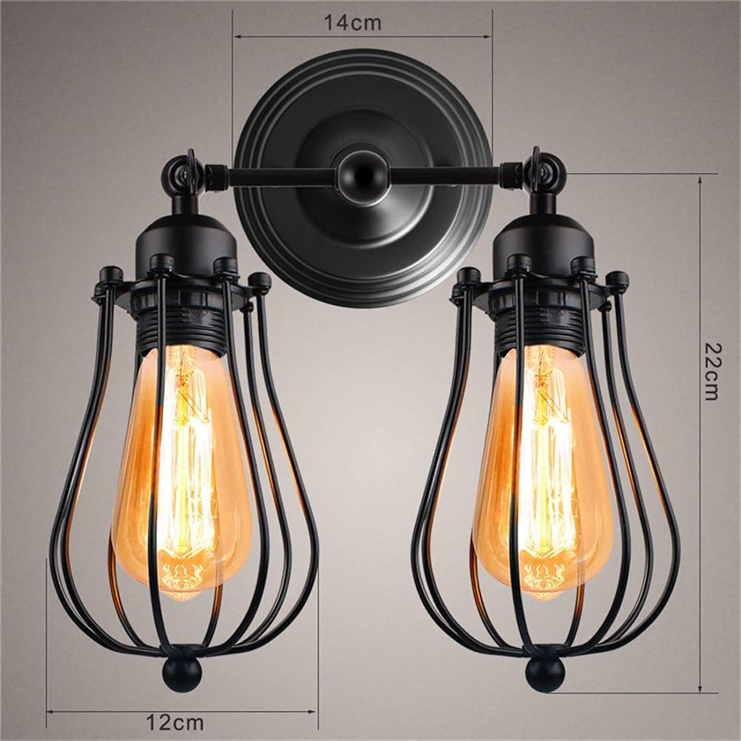Bathroom Light Industrial Double Head Wall Lights Sconce American Rustic Wrought Iron Antique Compatible with Restaurant Corridor Bedroom Wall Lamp