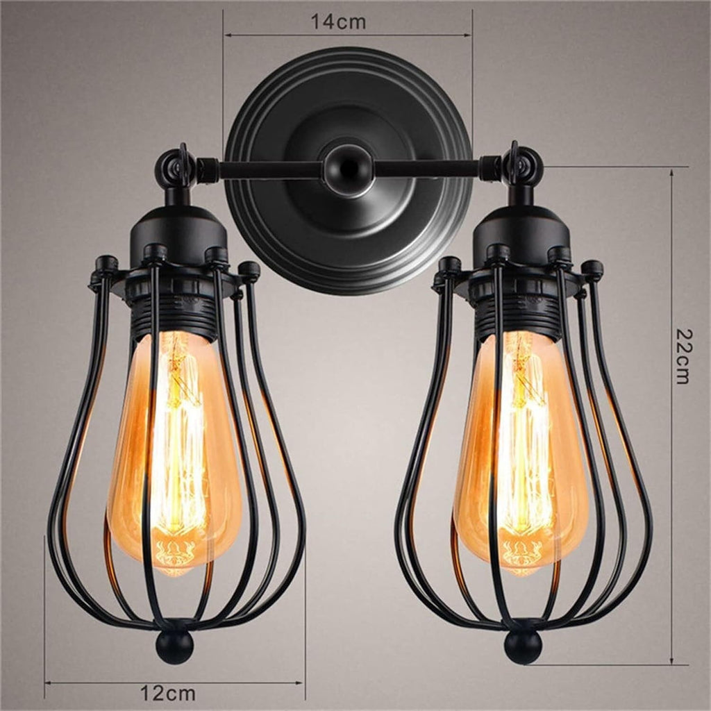 Bathroom Light Industrial Double Head Wall Lights Sconce American Rustic Wrought Iron Antique Compatible with Restaurant Corridor Bedroom Wall Lamp,Chandelier