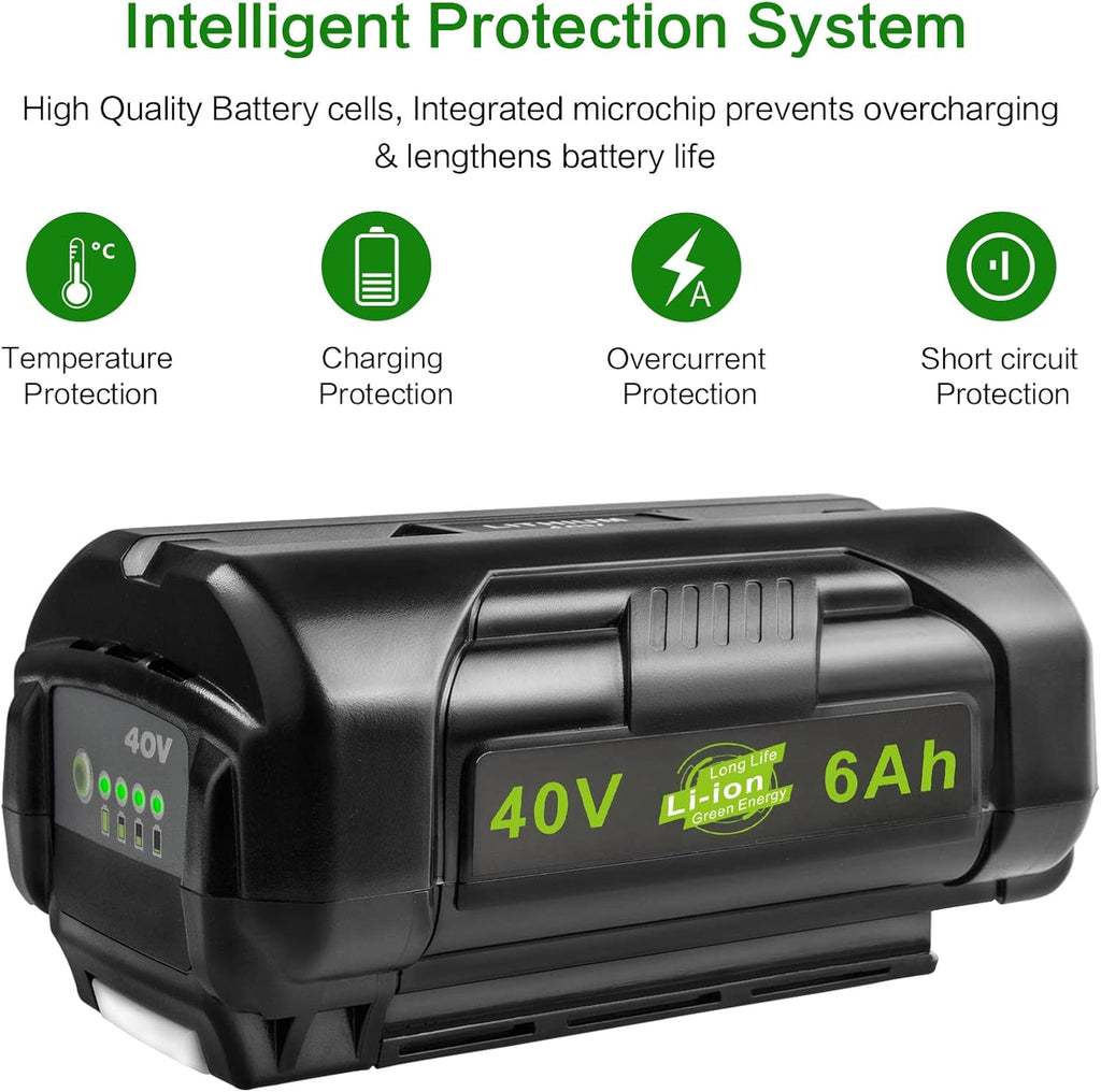 Futurebatt [2-Pack] High Output 6.0 Ah! 40 Volt Replacement Battery for RYOBI 40V Power Tools OP4026 OP40201 OP4030 OP4040 OP4050 OP4060 for RYOBI 40V Batteries