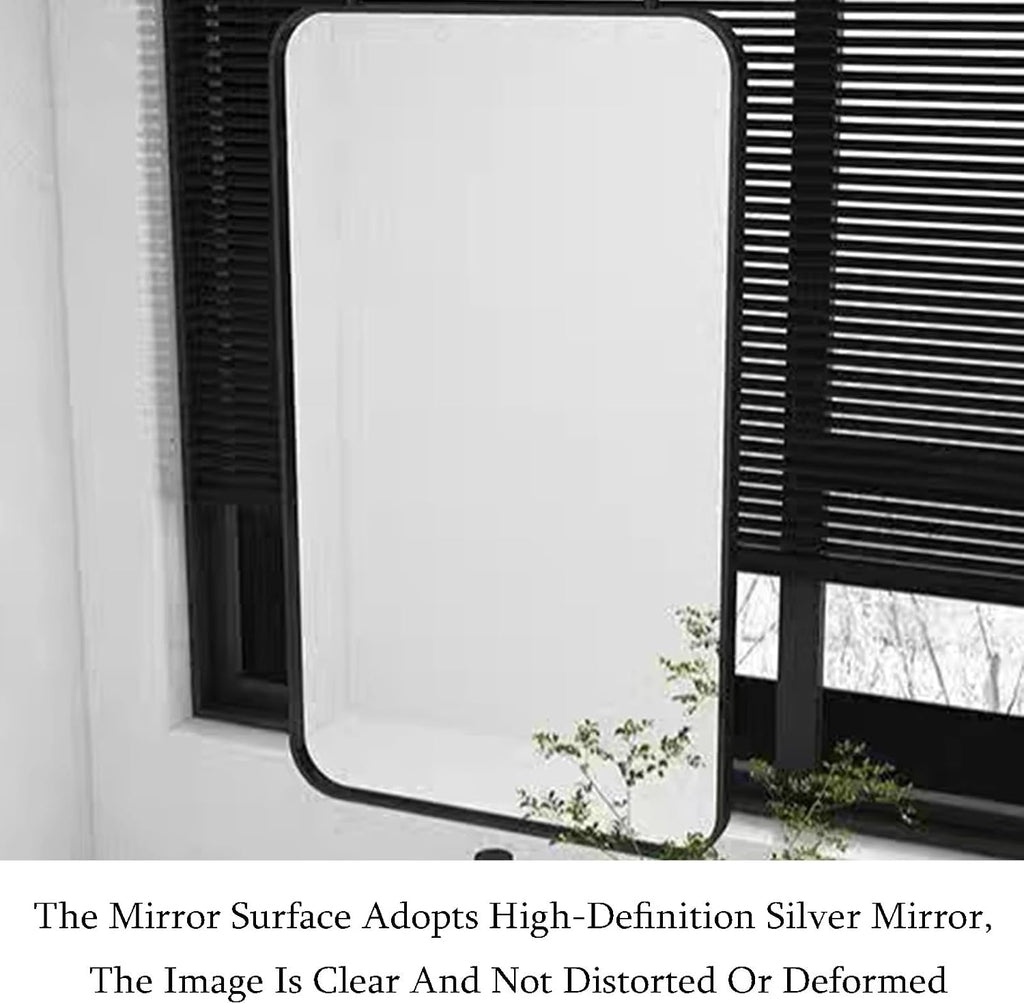 Ceiling Hanging Mirror,Wrought Iron Ceiling Decorative Mirror,Suitable for Bathroom/Restaurant/Bedroom(Black,50x80cm)