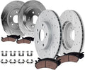 Detroit Axle - 8pc Brake Kit for 2014-2020 Acura RLX, Drilled and Slotted Disc Brakes Rotors Ceramic Brake Pads 2015 2016 2017 2018 2019 Replacement: 12.28' inch Front and 12.20' inch Rear Rotors
