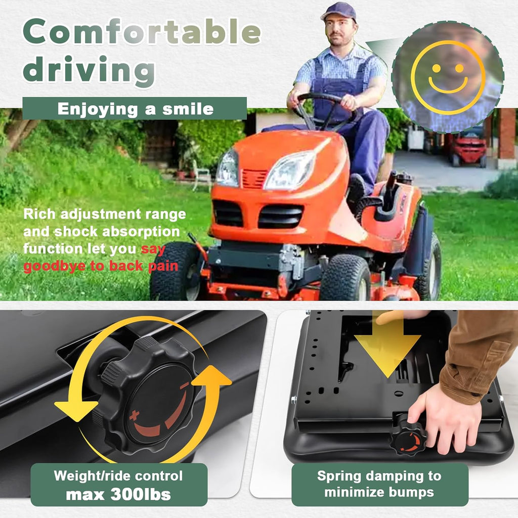 NIXFACE Seat Suspension Kit for Zero Turn Lawn Mower,Kubota,John Deere,Bad Boy,Tractors,Forklifts W/O Slide Track