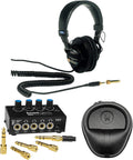 Sony MDR7506 Professional Closed Ear Headphones Bundle with FocusProAudio Compact 4-Channel Stereo Headphone Amplifier with DC 12V Power Adapter and Hard-Shell Case Bundle (3 Items)