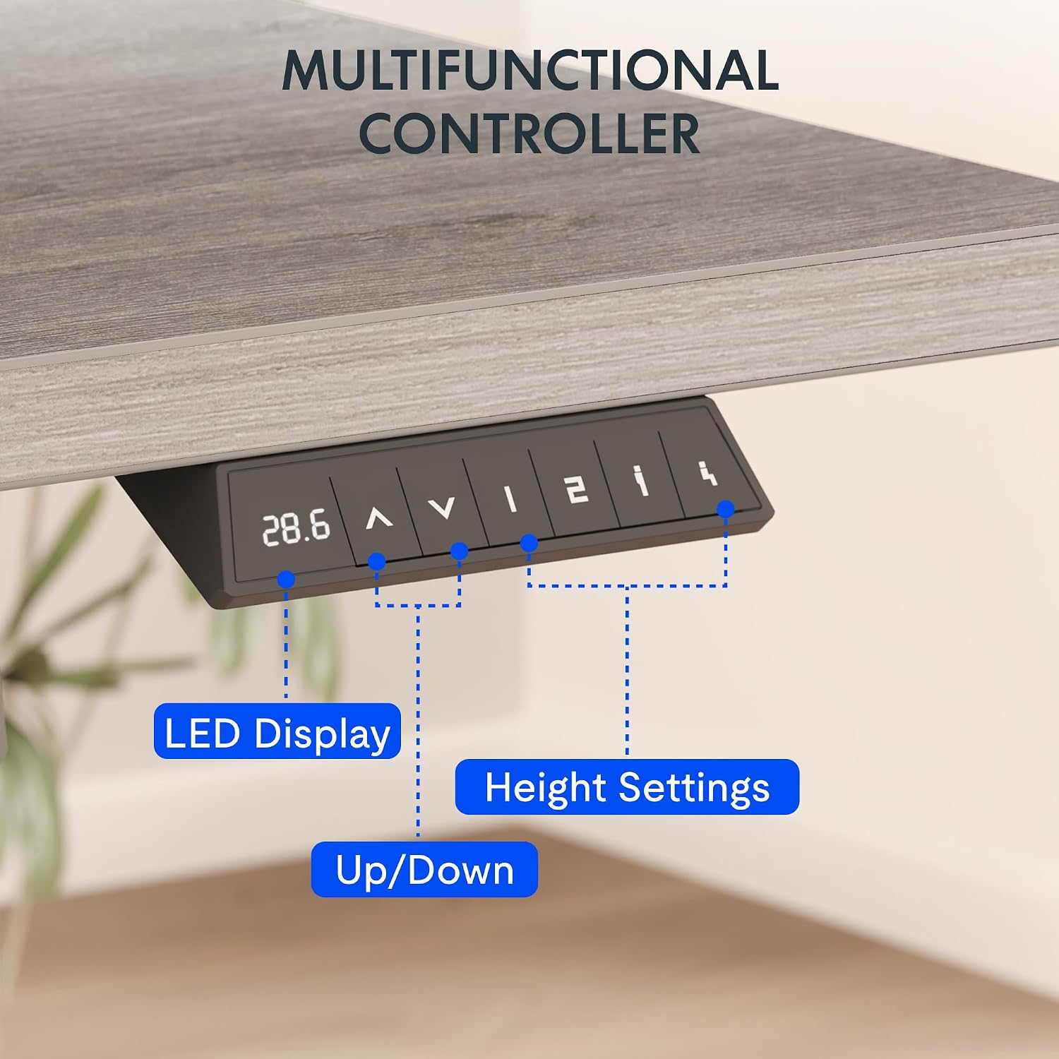 FLEXISPOT EN2 Whole-Piece Standing Desk with Clamp Power Strip, 48 x 24 Electric Stand Up Height Adjustable Desk with Cable Management (White Frame + 48' Gray Wood Grain Desktop, 2 Packages)