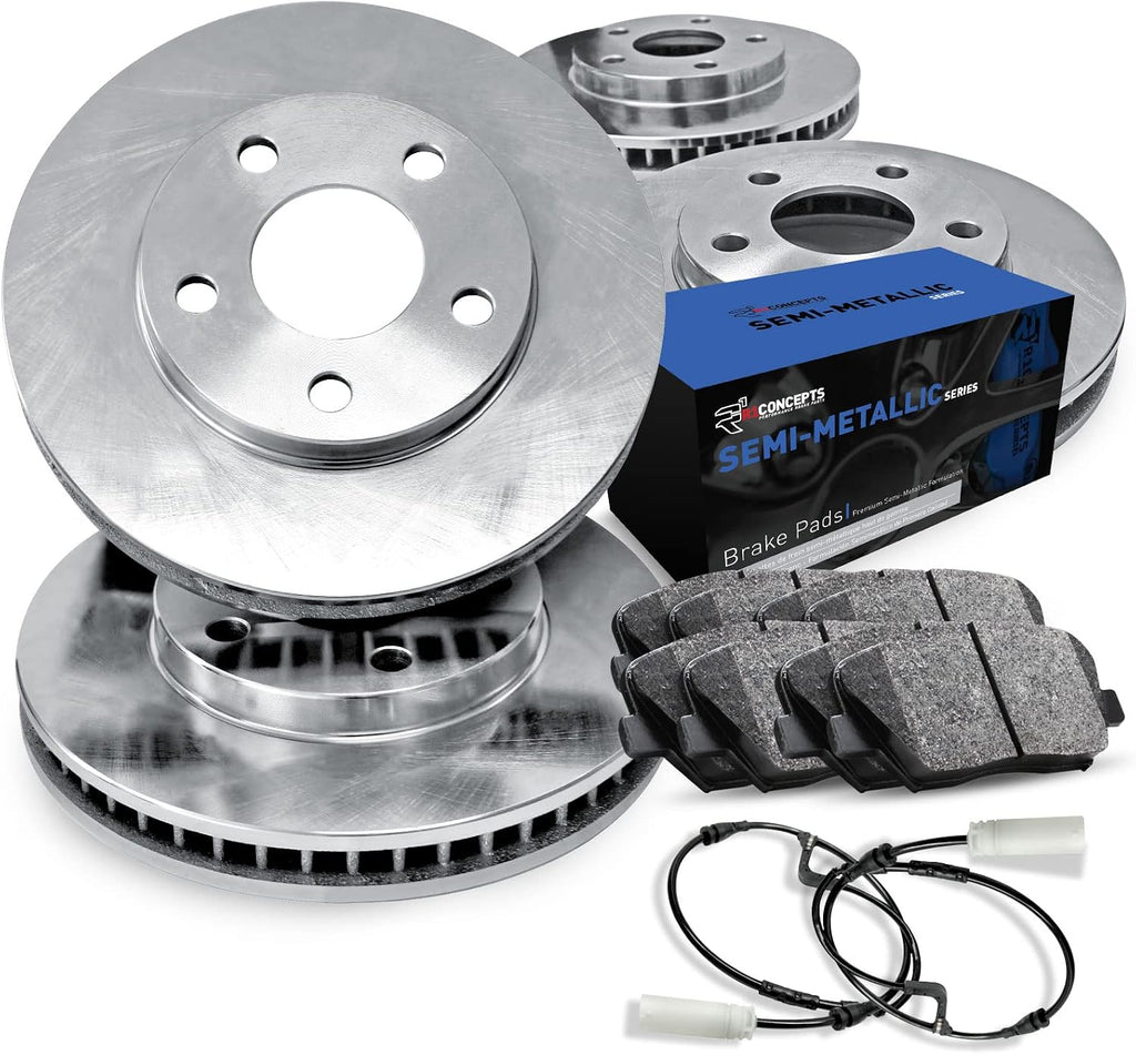 R1 Concepts Front and Rear Brake Kit Fits 2011-2016 Mini Cooper| Semi Met Pads, Blank Rotors| Hardware| 12.1' Front & 11.0' Rear