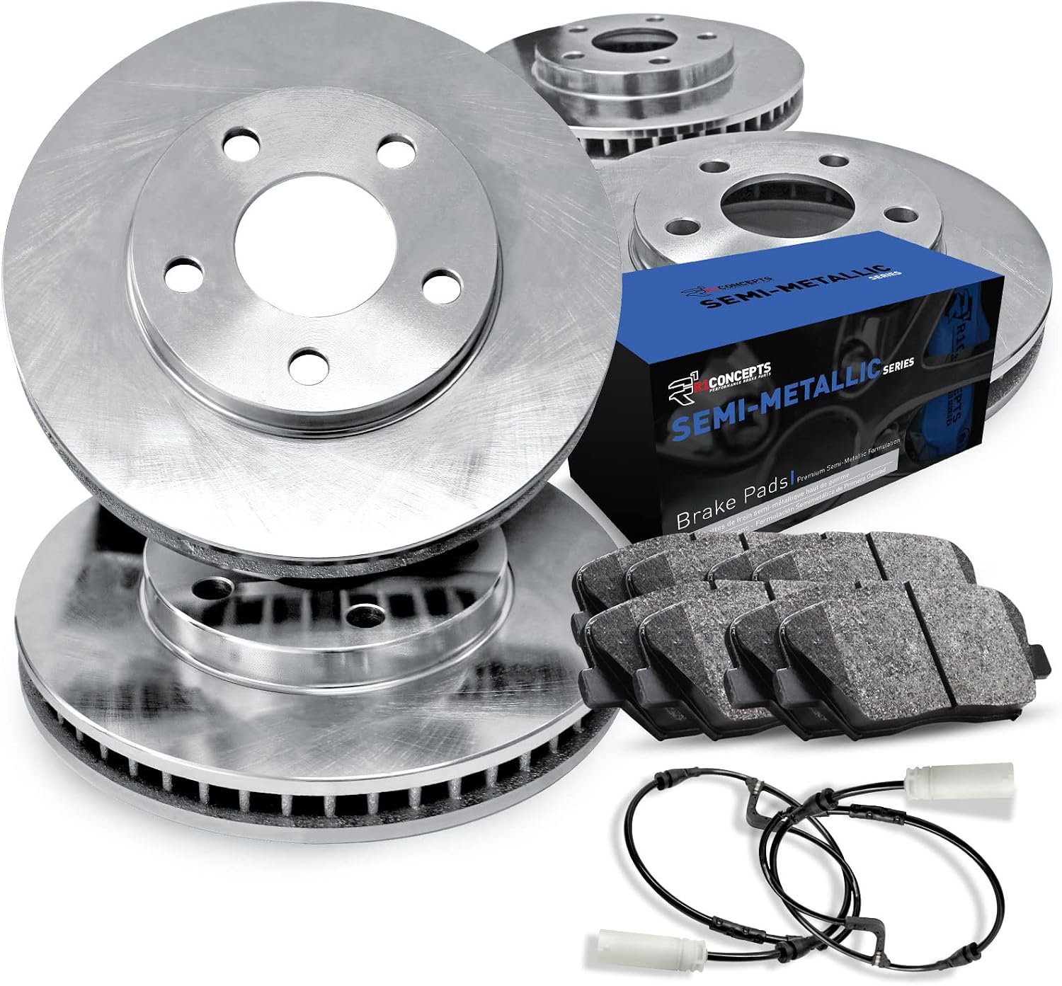 R1 Concepts Front and Rear Brake Kit Fits 2011-2016 Mini Cooper| Semi Met Pads, Blank Rotors| Hardware| 12.1' Front & 11.0' Rear