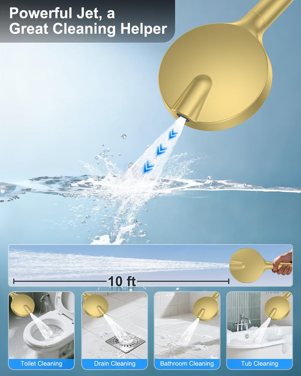Brushed Gold Shower System Set - Complete with Valve Kit, Rainfall & Filtered Handheld Shower Head spray, Modern Bathroom Fixtures