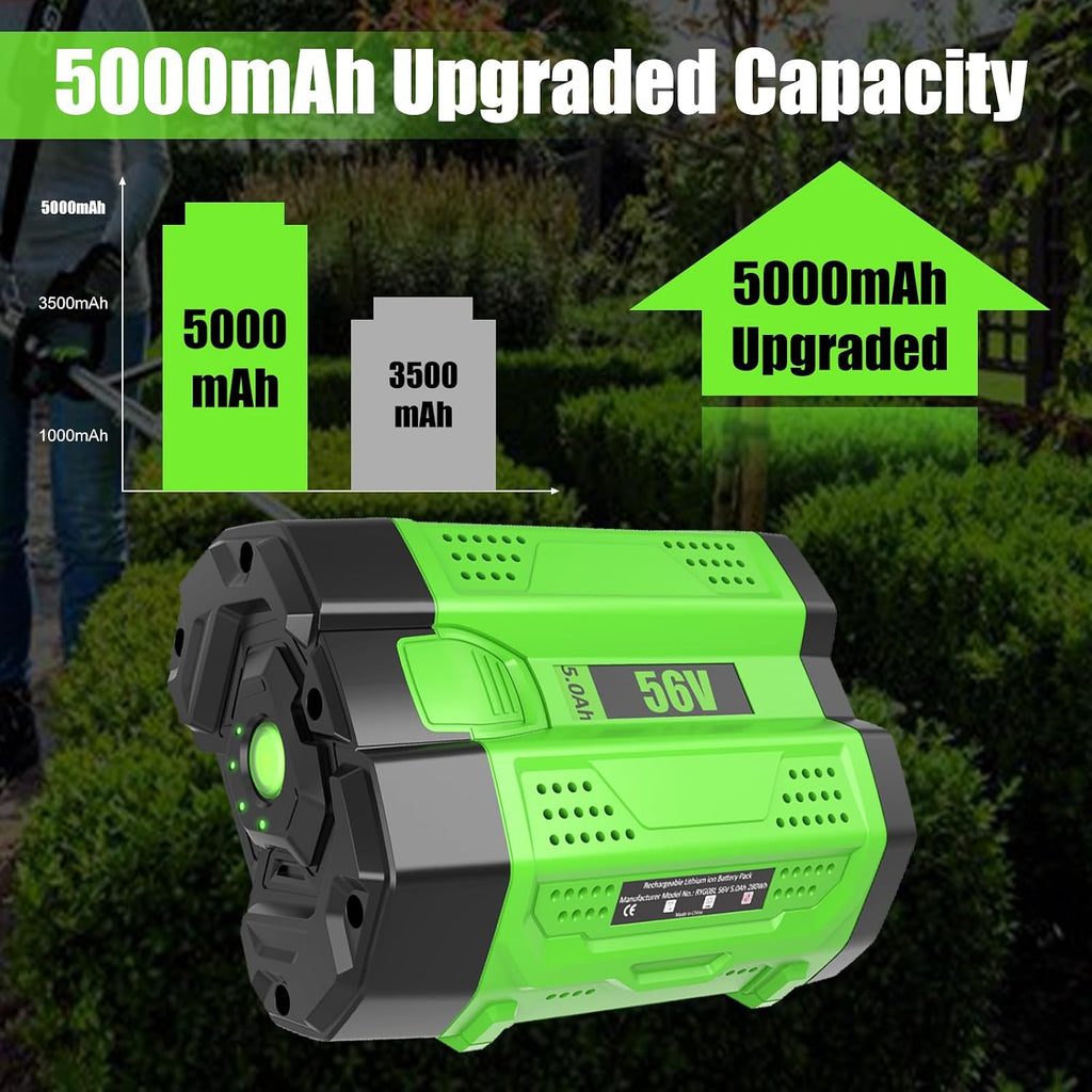 2Pack 5000mAh 56V Replacement Battery for EGO 56V Battery Lithium ion Compatible with EGO Battery 56Volt Cordless Tools (Green)