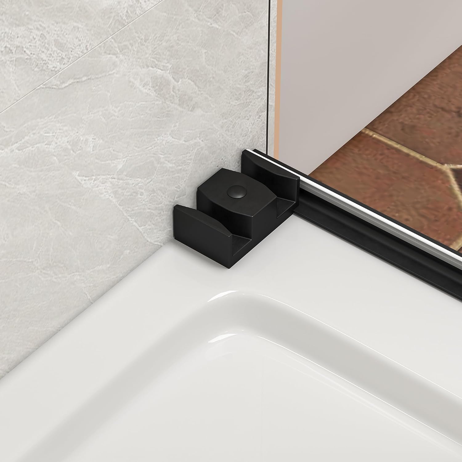 Frameless Shower Door,55-60' W x 76' H Sliding Glass Shower Door,5/16'(8mm) Thick Tempered Clear Glass with Explosion-Proof Film Nano Coating,Waterproof Strip,Matte Black