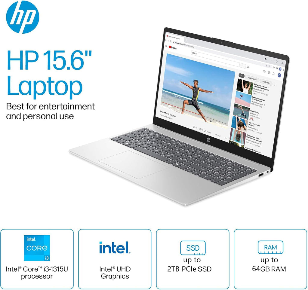 HP 15.6' Touchscreen Laptop Computer for Student & Business– Intel 13th Core i3‑1315U (Up to 4.5GHz), 4GB RAM, 512GB SSD, Windows 11 Pro, Anti-Glare, Copilot AI, Wi‑Fi 6, Bluetooth 5.3, w/Accessories