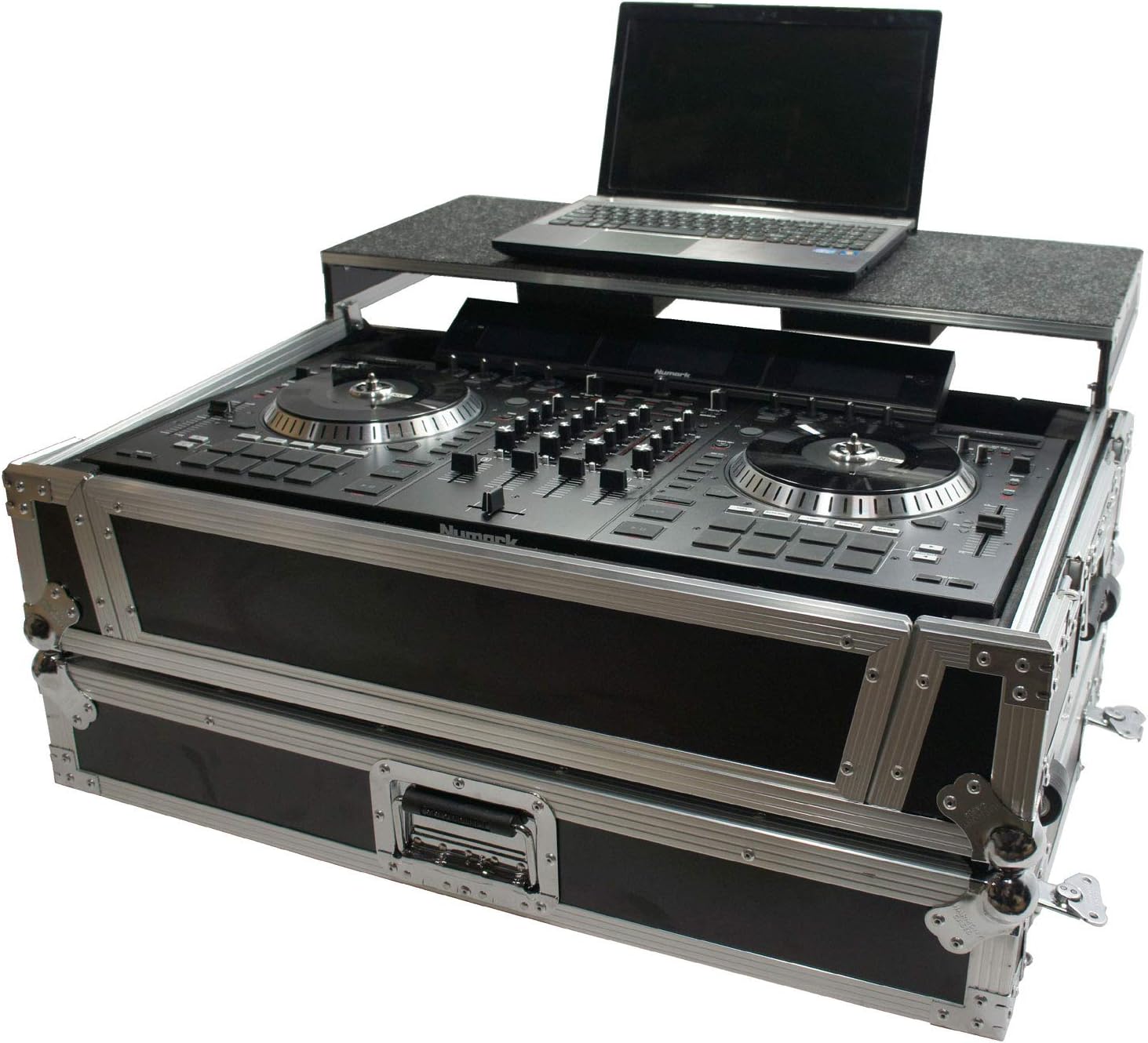 Harmony Audio HCNS7LTWFXTR Flight Glide Laptop Stand Combo DJ Case Compatible with Numark NS7 II