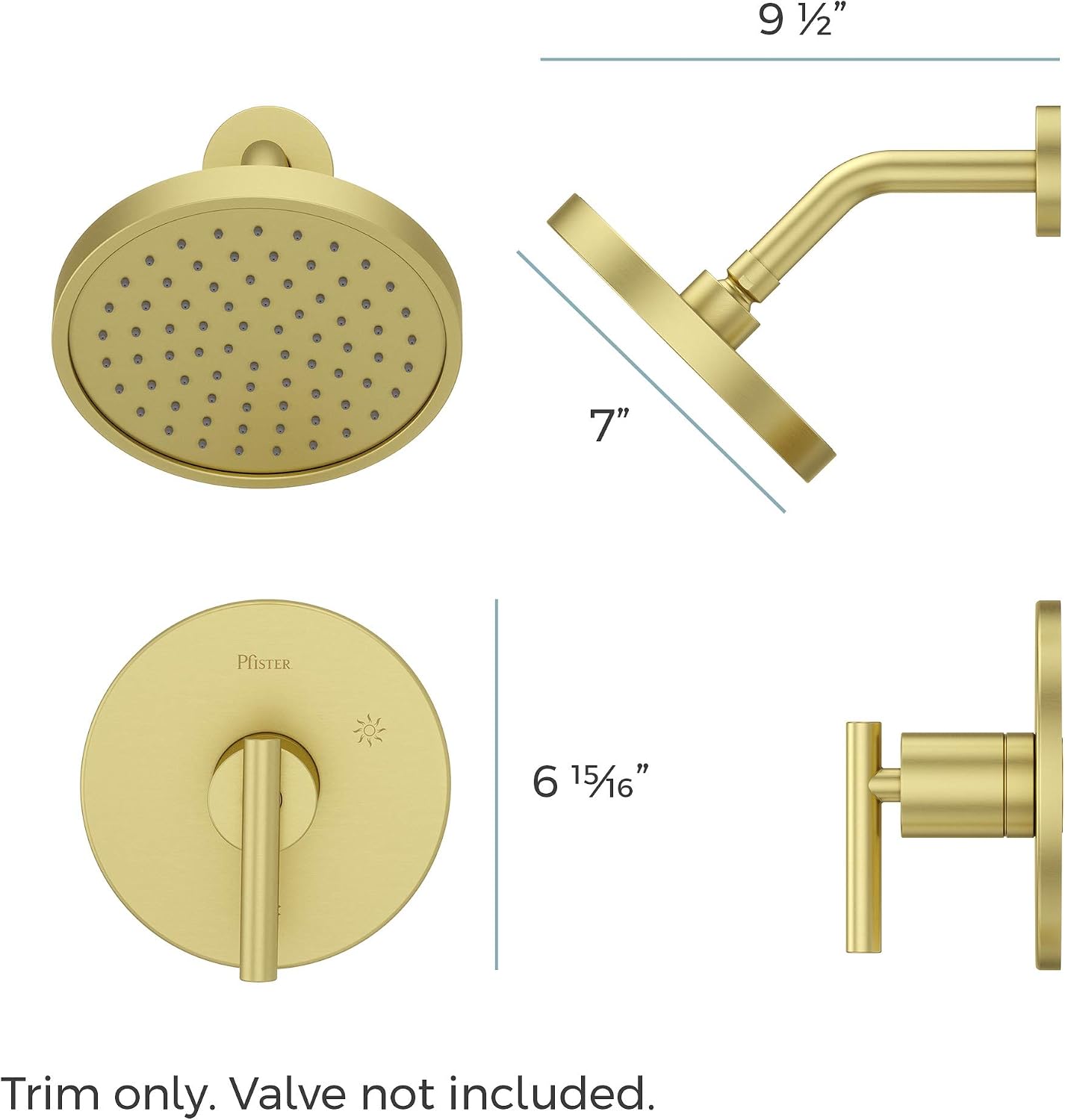 Pfister Contempra Bathroom Shower Faucet Brushed Gold (Valve not included) LG897NCBG