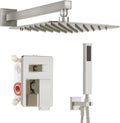 Alesco Shower Faucet Set, Brushed Nickel Shower System with 12-Inch High-Pressure Rainfall Showerheads and Handheld Spray combo, Showerfixture Include Valve and Trim Kit, Brushed Nickel