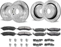 VEVOR Front and Rear Brake Kit for 06-2018 Dodge Ram 1500, 07-2009 Dodge Durango Chrysler Aspen, Drilled and Slotted Brake Rotors Ceramic Brake Pads Replacement, 13.2' Front Rotors 13.9' Rear Rotors
