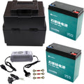 12V 20Ah AGM Sealed Lead Acid Battery Set with 48V 2.5A Charging & Storage Box – SLA Powersports Batteries for ATV UTV Dirt Bike Go Kart Scooter Wheelchair Golf Cart (2 Pack)