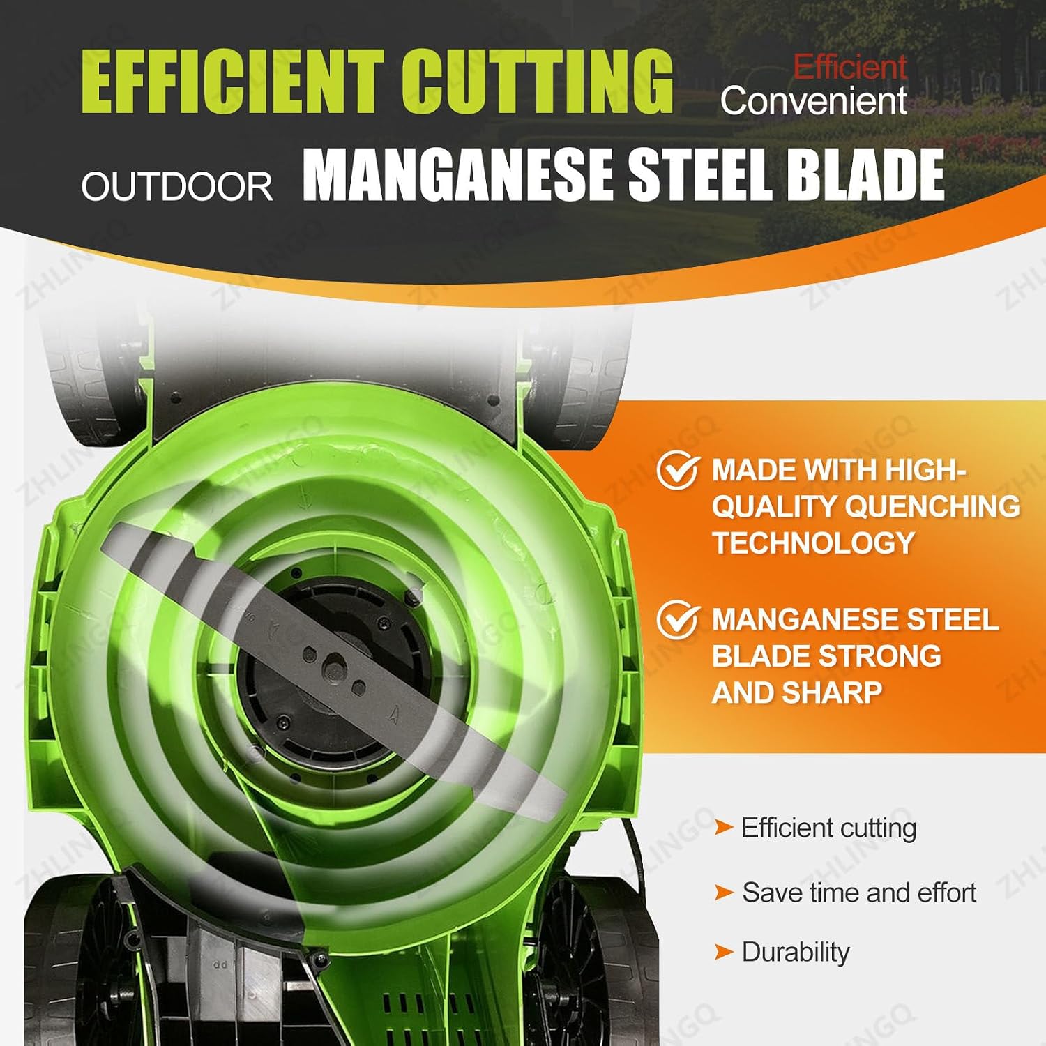 Walk-Behind Lawn Mower, 40V Electric Cordless Push Lawnmower, with 40L Large Grass Box, 3 Gear Adjustable Cutting Heights 30/50/70 Mm, 3400 RMP High Speed, for Lawn Mowing Park Landscaping,Battery*4