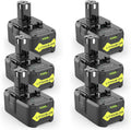 6 Pack 6.0Ah 18V Lithium Battery Compatible for Ryobi RB18L50 P108 P102 P104 High Capacity Cordless Tool Batteries with LED Indicato