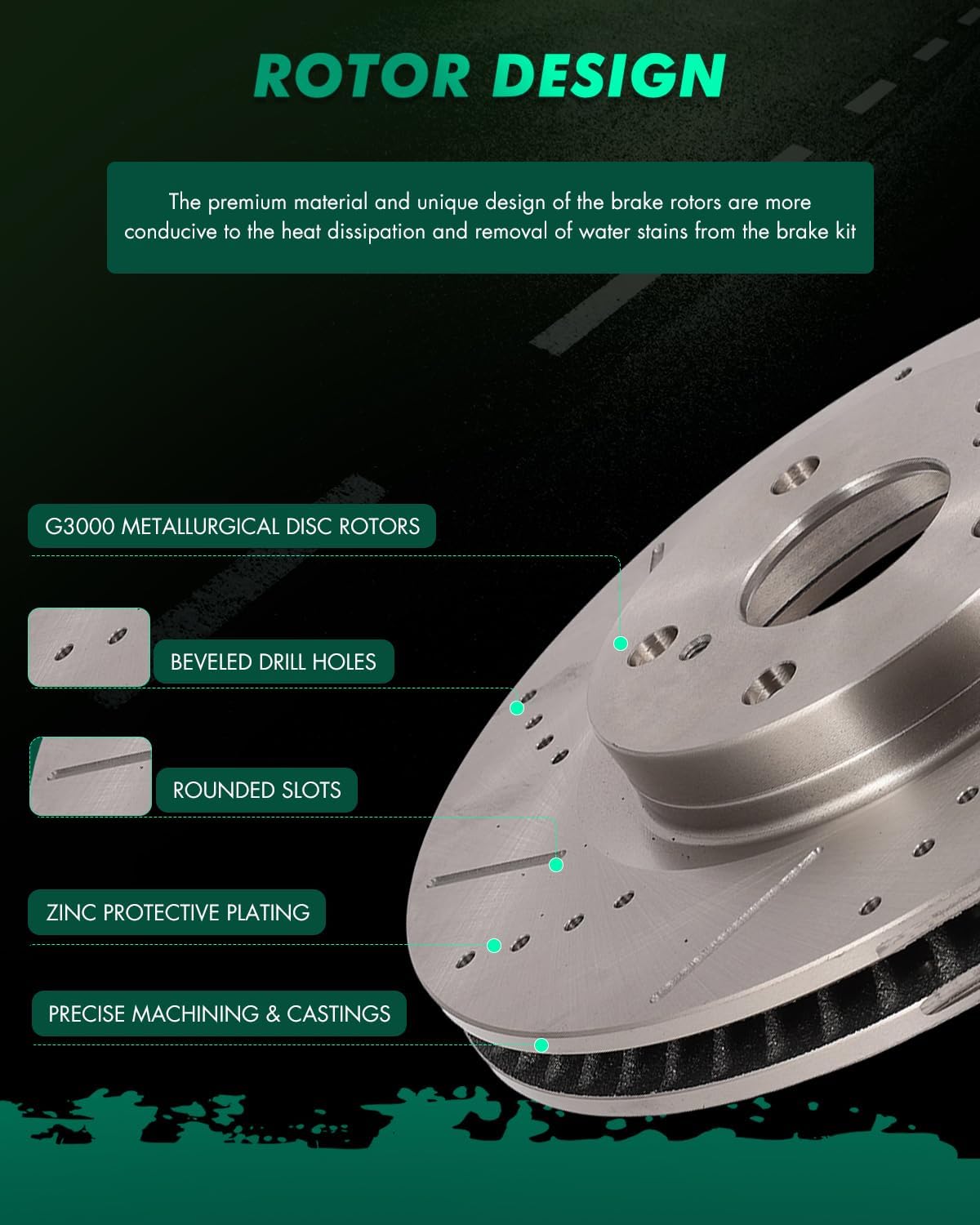 SCITOO Brake Kits For Lexus For ES350 2007-2012,For Toyota For Avalon 2008-2012,For Camry 2007-2011 Front Rear Drilled & Slotted Disc Brakes Rotors and Ceramic Brakes Pads 31434;31433;D1293;D1212