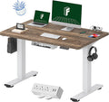 FLEXISPOT EN2 Whole-Piece Standing Desk with Clamp Power Strip, 48 x 30 Electric Stand Up Height Adjustable Desk with Cable Management (White Frame + 48' Black Walnut Desktop, 2 Packages)