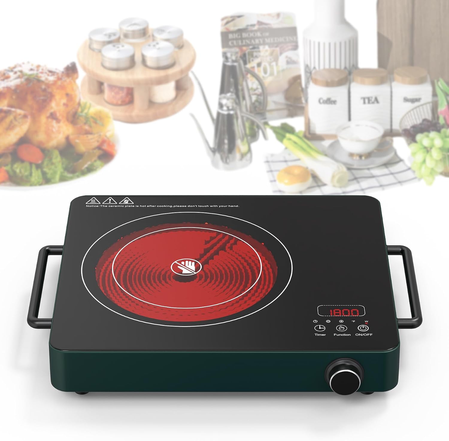 VBGK Double Induction Cooktop and Single Electric Stove Top Burner, 110V Electric Burner with 9 Heating Level,LCD Touch Screen,Child Safety Lock & Timer