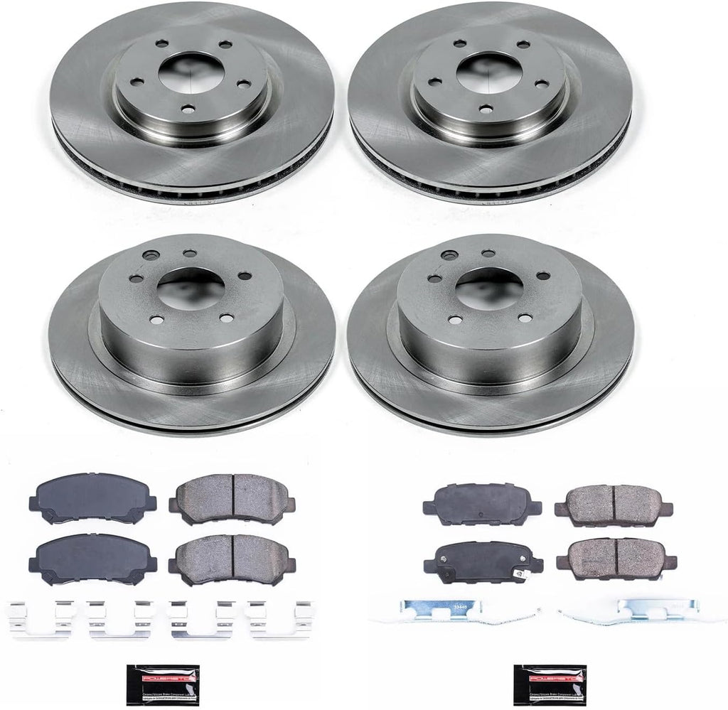 PowerStop Front and Rear Brake Kit for Nissan Rogue 2008-13 | Nissan Rogue Select 2014-15 - Z17 Ceramic Brake Pads & Disc Rotors Replacement, KOE8268