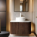 24' Modern Floating Bathroom Vanity with Sink, Wall-Mounted Cabinet with Ultra-Thin Ceramic Basin and Marble Top, Extra Large Storage Drawer, Soft-Close Design, Dark Walnut