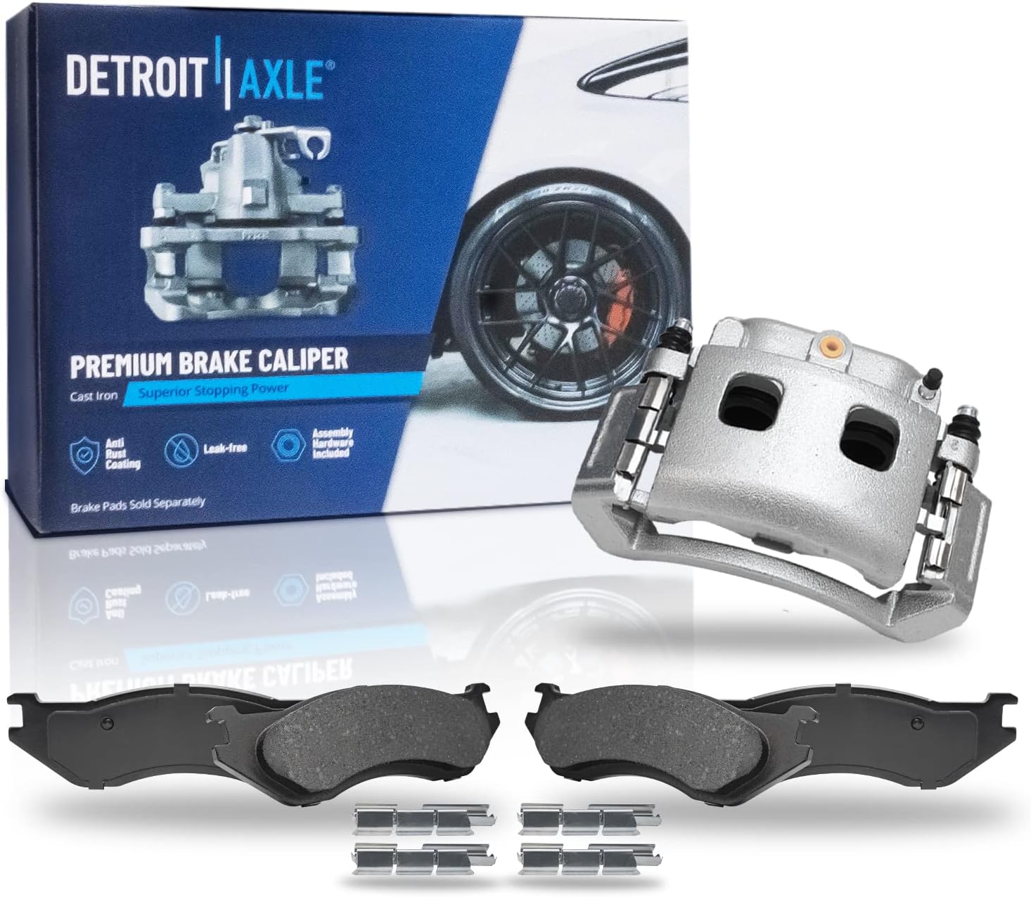 Detroit Axle - Front Brake Kit for 2002-2005 Dodge Ram 1500 2005-2006 Durango Disc Caliper w/Bracket Ceramic Pads w/Hardware Replacement
