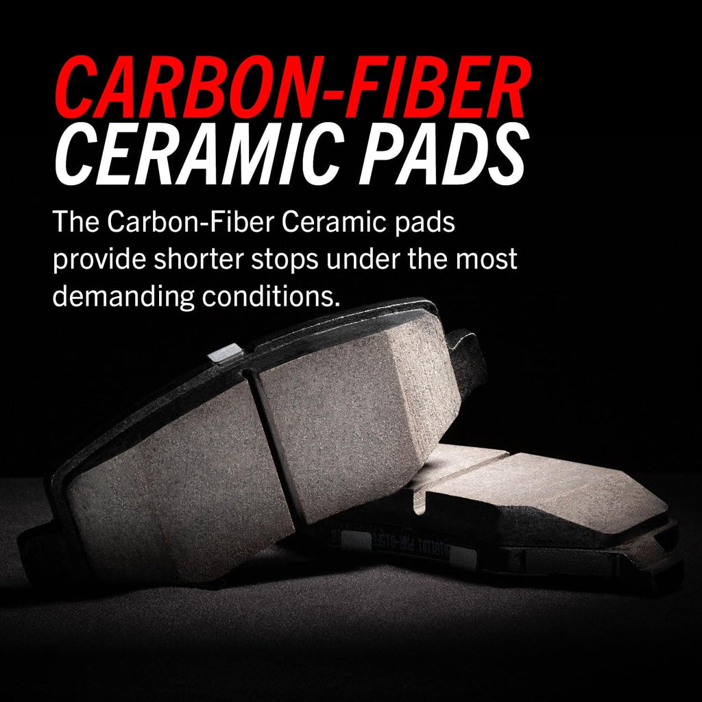 PowerStop Front Brake Kit For Chevrolet Colorado 2023-24, GMC Canyon 2023-24 - Truck & Tow Carbon Fiber Ceramic Brake Pads & Drilled and Slotted Rotors Replacement, K9200-36